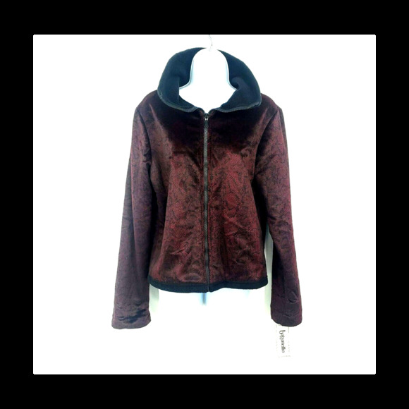 Bagatelle Burgundy Black Snakeskin Pattern Plush Velvet Size Large NWT Jacket - Picture 1 of 8